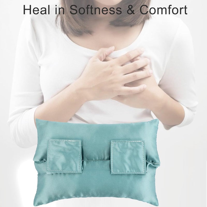 BNRendles Satin Pacemaker Pillow Chemo Port Pillows for Mastectomy, Open Heart Surgery Recovery Gifts Breast Cancer Bypass Post Surgery Cushion, Satin Turquoise - Image 2